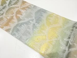 アンティーク　遠山に樹木模様織り出し袋帯（着用可）